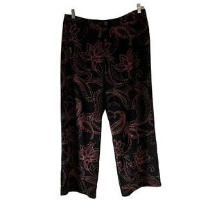 Hearts of Palm Black Paisley & Flower Print Pants Woman’s Size 16